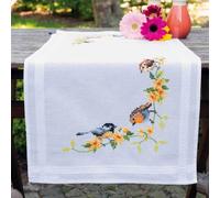 Vervaco Ensemble de broderie de chemin de table imprimé "Native songbirds", dess