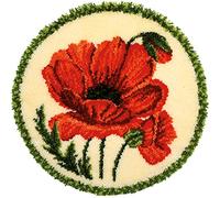 VERVACO Gancho De Pestillo Alfombras De Habitacion Coquelicot DIY Manualidades Adultos Set Creativo Regalo Bordado Kit Principiantes ca. 70 x 70 cm Latch Hook Embroidery Broder, Cotton, Multicolore