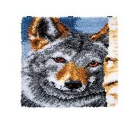 VERVACO Gancho De Pestillo Alfombras De Habitacion Loup DIY Manualidades Adultos Set Creativo Regalo Bordado Kit Principiantes ca. 40 x 53 cm Latch Hook Embroidery Broder, Cotton, Multicolore