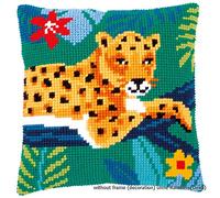 Vervaco II Kit Coussin au Point de Croix Léopard, Coton, écru, Small