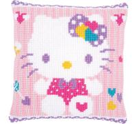 Vervaco Kit coussin point de croix Hello Kitty pastel - Coton, set complet pour adultes 40×40 cm