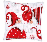 Vervaco Point De Croix Coussin Complet Set NOËL LUTINS I Decoration Manuelle Broderie Kit Adulte Art Creatif Cadeau DIY Cross Stitch Embroidery ca, Coton, Blanc, 40 x 40 cm or 16" x 16"