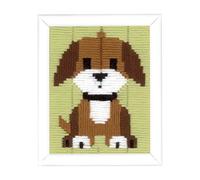 Vervaco Kit au point lancé Chiot brun,Multicolore,12.5 x 16.0 x 0.3 cm