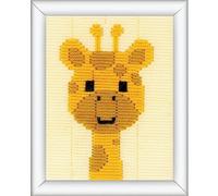VERVACO Kit Creatif Enfant Point De Croix Kit Complet Motif Broderie CHÈRE GIRAFE Debutant Deco Activité Manuelle Enfant Cadeau DIY Kit Artiste ca. 12,5 x 16 cm Kids Crafts Cross Stitch
