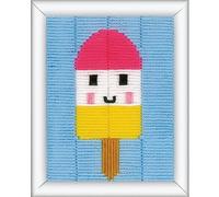 VERVACO Kit Broderie Point Lancé Canevas Kit Complet Debutant Motif CRÈME GLACÉE Debutant Deco Activité Éducative Decoration Manuelle DIY Set Artiste ca. 12,5 x 16 cm Beginner Crafts Embroidery