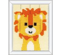 VERVACO Kit Broderie Point Lancé Canevas Kit Complet Debutant Motif LION EFFRONTÉ Debutant Deco Activité Éducative Decoration Manuelle DIY Set Artiste ca. 12,5 x 16 cm Beginner Crafts Embroidery