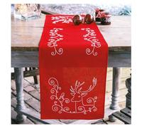 VERVACO Kit Broderie Pré-Imprimé Chemin De Table ELAN ET OISEAU Complet Set DIY Adulte Decoration Manuelle Loisir Créatif Cadeau Femmeca. 30 x 105 cm Embroidery Patron