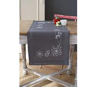 Vervaco Kit Broderie Pré-Imprimé Chemin De Table FLEURS BLANCHES Complet Set DIY Adulte Decoration Manuelle Loisir Créatif Cadeau Femme ca. 40 x 100 cm Embroidery Patron