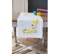 Vervaco Kit Broderie Pré-Imprimé Chemin De Table FLEURS PRINTEMPS Complet Set DIY Adulte Decoration Manuelle Loisir Créatif Cadeau Femme ca. 40 x 100 cm Embroidery Patron