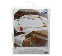 Vervaco Kit Broderie Pré-Imprimé Chemin De Table POINSETTIAS Complet Set DIY Adulte Decoration Manuelle Loisir Créatif Cadeau Femme ca. 40 x 100 cm Embroidery Patron