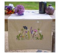 VERVACO Kit Broderie Pré-Imprimé Chemin De Table SPLENDEUR DU JARDIN LILAS Complet Set DIY Adulte Decoration Manuelle Loisir Créatif Cadeau Femme ca. 40 x 100 cm Embroidery Patron