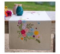 VERVACO Kit Broderie Pré-Imprimé Chemin De Table UN PRINTEMPS JOYEUX Complet Set DIY Adulte Decoration Manuelle Loisir Créatif Cadeau Femme ca. 35 x 95 cm Embroidery Patron