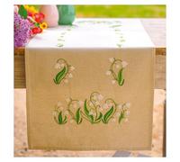 VERVACO Kit Broderie Pré-Imprimé Chemin De TableMUGUET DES VALLÉESComplet Set DIY Adulte Decoration Manuelle Loisir Créatif Cadeau Femme35 x 95 cm Embroidery Patron