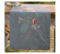 Vervaco Kit Broderie Pré-Imprimé Chemin De Tablerosas navideñasComplet Set DIY Adulte Decoration Manuelle Loisir Créatif Cadeau Femmeca. 35 x 95 cm Embroidery Patron