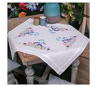 Vervaco Kit Broderie Pré-Imprimé Nappe Allium en Bleu ET Violet Complet Set DIY Adulte Decoration Table Manuelle Loisir Créatif Cadeau Femmeca. 80 x 80 cm Embroidery Patron