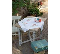 VERVACO Kit Broderie Pré-Imprimé Nappe FLEURS Complet Set DIY Adulte Decoration Table Manuelle Loisir Créatif Cadeau Femmeca. 80 x 80 cm Embroidery Patron