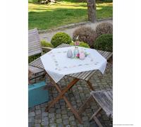 Vervaco Kit Broderie Pré-Imprimé Nappe Fleurs ET Feuilles Complet Set DIY Adulte Decoration Table Manuelle Loisir Créatif Cadeau Femme ca. 80 x 80 cm Embroidery Patron, Coton, Multicolore, 12 Pièces