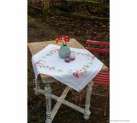VERVACO Kit Broderie Pré-Imprimé Nappe Fleurs ET Papillons Complet Set DIY Adulte Decoration Table Manuelle Loisir Créatif Cadeau Femme ca. 80 x 80 cm Embroidery Patron, Coton, Multicolore