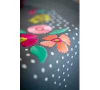 VERVACO Kit Broderie Pré-Imprimé Nappe Fleurs Multicolores Complet Set DIY Adulte Decoration Table Manuelle Loisir Créatif Cadeau Femme ca. 80 x 80 cm Embroidery Patron, Coton