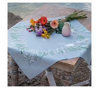 VERVACO Kit Broderie Pré-Imprimé Nappe FLEURS PASTEL Complet Set DIY Adulte Decoration Table Manuelle Loisir Créatif Cadeau Femme 72 x 72 cm Embroidery Patron