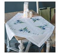 Vervaco Kit Broderie Pré-Imprimé Nappe PINS Modernes Complet Set DIY Adulte Decoration Table Manuelle Loisir Créatif Cadeau Femmeca. 80 x 80 cm Embroidery Patron