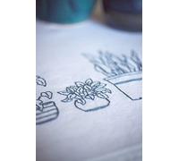 VERVACO Kit Broderie Pré-Imprimé Nappe Plantes D'INTÉRIEUR Complet Set DIY Adulte Decoration Table Manuelle Loisir Créatif Cadeau Femme ca. 80 x 80 cm Embroidery Patron, Coton, Multicolore