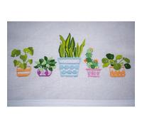VERVACO Kit Broderie Pré-Imprimé Nappe Plantes D'INTÉRIEUR Complet Set DIY Adulte Decoration Table Manuelle Loisir Créatif Cadeau Femmeca. 80 x 80 cm Embroidery Patron