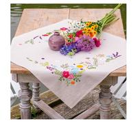 VERVACO Kit Broderie Pré-Imprimé Nappe UN PRINTEMPS JOYEUX Complet Set DIY Adulte Decoration Table Manuelle Loisir Créatif Cadeau Femme ca. 72 x 72 cm Embroidery Patron