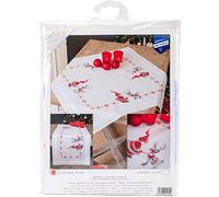 Vervaco Kit chemin de table Les lutins de Noël, Blanc