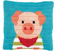 VERVACO Kit Complet Broderie Point Lancé Coussin Decoratif PETIT COCHON DIY Debutant Adulte Decoration Manuelle Cadeau Loisir Creatif Maison ca. 25 x 25 cm Embroidery