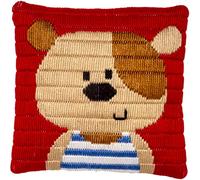 Vervaco Kit Complet Broderie Point Lancé Coussin Decoratif PETIT OURS DIY Debutant Adulte Decoration Manuelle Cadeau Loisir Creatif Maison ca. 25 x 25 cm Embroidery