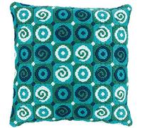 Vervaco Kit Complet Broderie Point Lancé Coussin Decoratif TOURBILLONS DIY Debutant Adulte Decoration Manuelle Cadeau Loisir Creatif Maison ca. 40 x 40 cm Embroidery