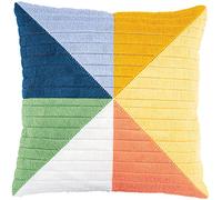 VERVACO Kit Complet Broderie Point Lancé Coussin Decoratif TRIANGLES COLORÉS DIY Debutant Adulte Decoration Manuelle Cadeau Loisir Creatif Maison ca. 40 x 40 cm Embroidery