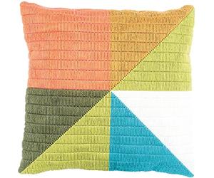 Vervaco Kit Complet Broderie Point Lancé Coussin Decoratif TRIANGLES COLORÉS DIY Debutant Adulte Decoration Manuelle Cadeau Loisir Creatif Maison ca. 40 x 40 cm Embroidery
