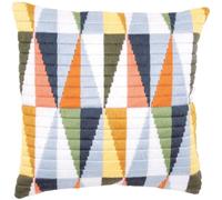 Vervaco Kit Complet Broderie Point Lancé Coussin Decoratif TRIANGLES DIY Debutant Adulte Decoration Manuelle Cadeau Loisir Creatif Maison ca. 40 x 40 cm Embroidery