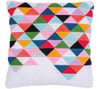 VERVACO Kit Complet Broderie Point Lancé Coussin Decoratif TRIANGLES DIY Debutant Adulte Decoration Manuelle Cadeau Loisir Creatif Maison ca. 40 x 40 cm Embroidery
