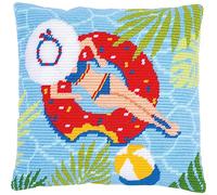 VERVACO Kit Complet Gobelin Oblique Broderie Point Lancé Coussin Decoratif PISCINE DIY Debutant Adulte Decoration Manuelle Cadeau Loisir Creatif Maison ca. 40 x 40 cm Embroidery