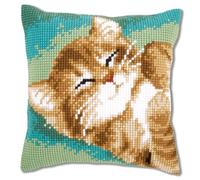 Vervaco Kit de coussin au point de croix Chat Multicolore env. 40 x 40 cm