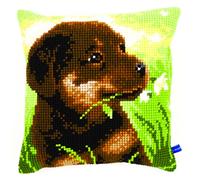 Vervaco Kit coussin au point de croix Chiot rottweiler Multicolore ,ca. 40 x 40 cm / 16" x 16"