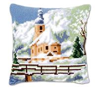 Vervaco Cross Stitch Cushion Kit House Decorating CHURCH DIY Art & Craft Embroidery Tapestry Kit Creative Activities Art Project For Adults ca.40x40 cm Gift Set