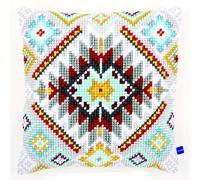 Vervaco Cross Stitch Cushion Kit House Decorating GEOMETRIC DIY Art & Craft Embroidery Tapestry Kit Creative Activities Art Project For Adults ca.40x40 cm Gift Set
