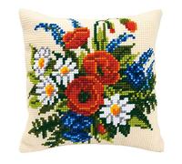 Vervaco Kit coussin au point de croix Fleurs des champs 1200 97 Écru 40 x 40 cm