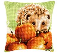 Vervaco Kit coussin au point de croix Hérisson sur pommes, Blanc