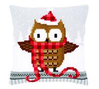 Vervaco Cross Stitch Cushion Kit House Decorating OWL WITH HAT DIY Art & Craft Embroidery Tapestry Kit Creative Activities Art Project For Adults ca.40x40 cm Gift Set
