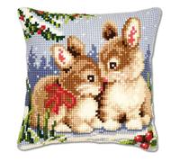 Vervaco Kit coussin au point de croix Lapins dans la neige 1200 82 40 x 40 cm