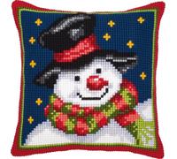Vervaco Kit coussin au point de croix Le Bonhomme de neige, Écru, Couleurs Variées