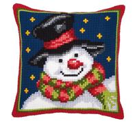 Vervaco Kit coussin au point de croix Le Bonhomme de neige, Écru, Couleurs Variées