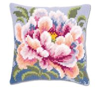 Vervaco Kit coussin au point de croix Le camélia , Beige, Écru, Couleurs Variées