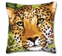 Vervaco Cross Stitch Cushion Kit House Decorating THE LEOPARD DIY Art & Craft Embroidery Tapestry Kit Creative Activities Art Project For Adults ca.40x40 cm Gift Set
