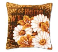 Vervaco Cross Stitch Cushion Kit House Decorating MODERN DAISIES DIY Art & Craft Embroidery Tapestry Kit Creative Activities Art Project For Adults ca.40x40 cm Gift Set
